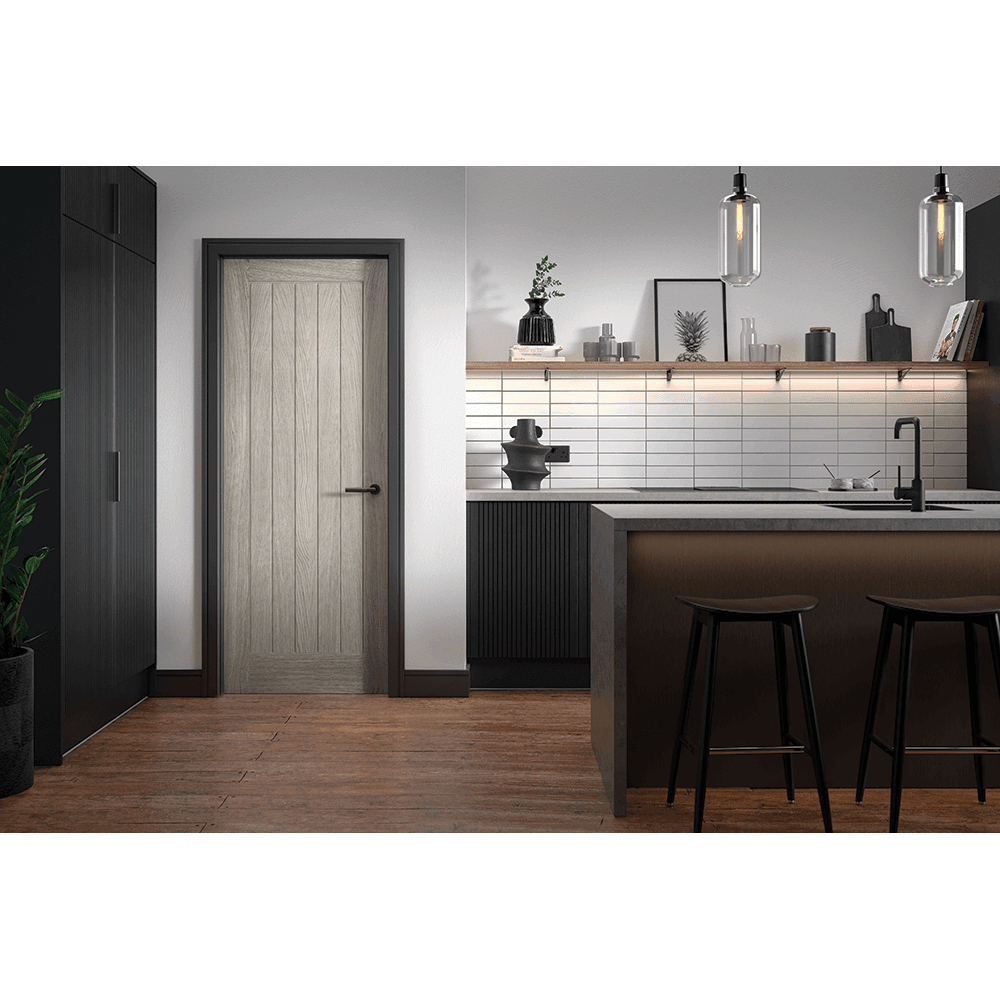 Doors2Floors Suffolk Light Grey Laminated Internal Fire Door LAMLGRCOTFC