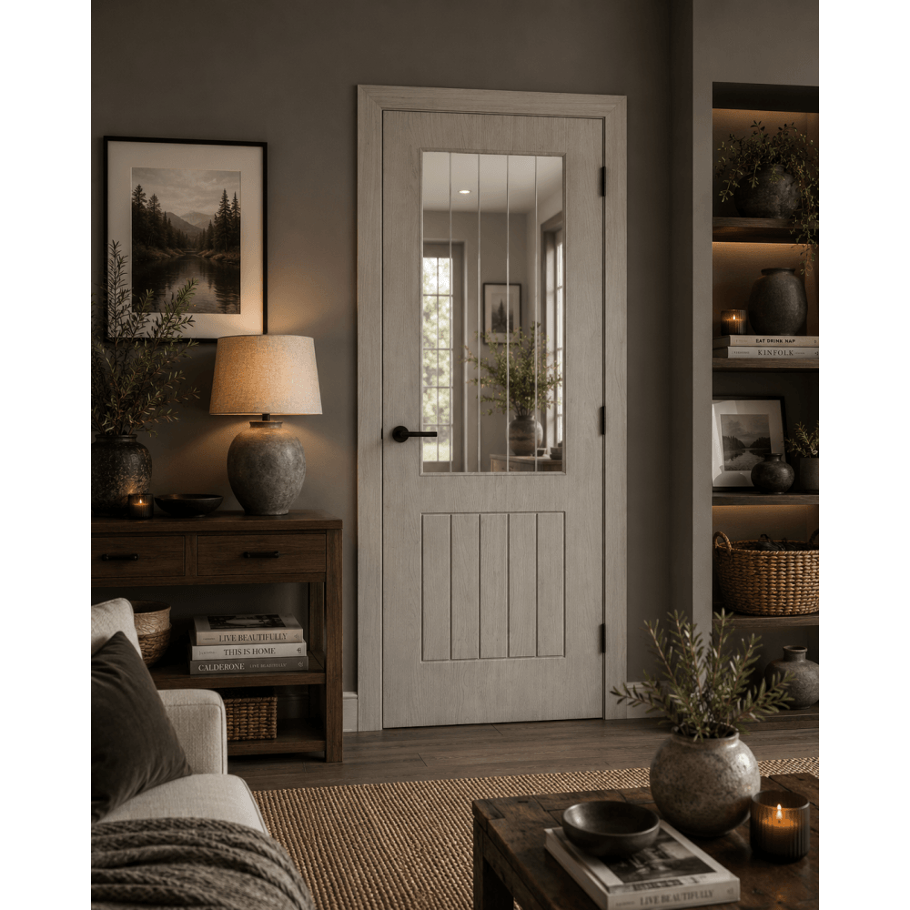 Doors2Floors Suffolk Light Grey Laminated Internal Glazed Door LAMLGRCOTGL
