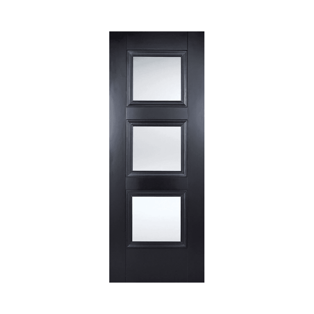 LPD Amsterdam Glazed Primed Plus Black Internal Door AMSBLAGL