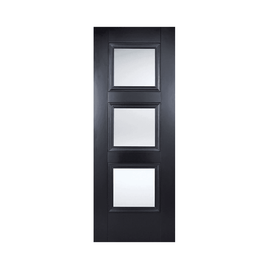 LPD Amsterdam Glazed Primed Plus Black Internal Door AMSBLAGL