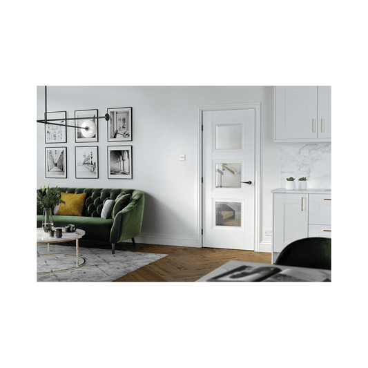 LPD Amsterdam Glazed Primed Plus White Internal Door AMSWHIGL