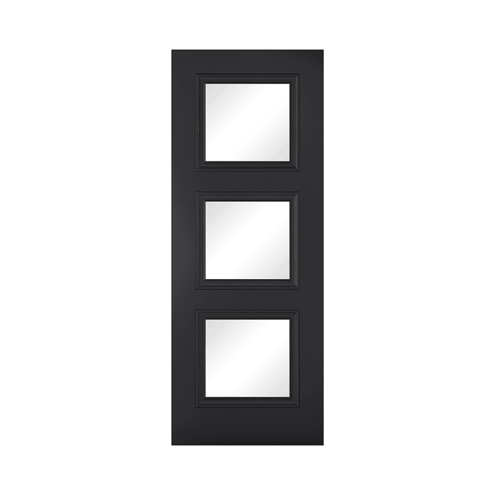 LPD Antwerp Glazed Primed Black Internal Door ANTBLA3LGL