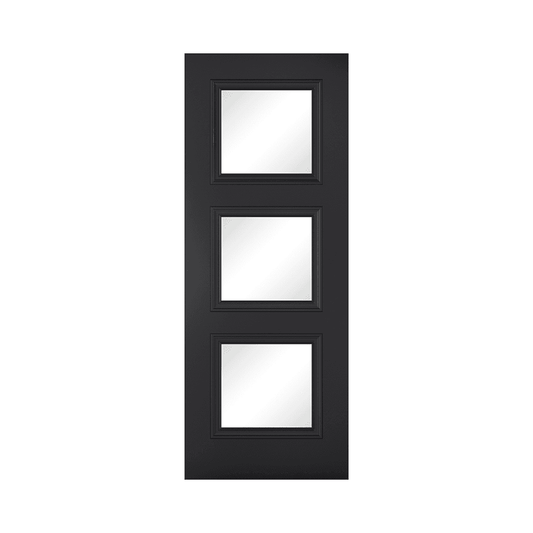 LPD Antwerp Glazed Primed Black Internal Door ANTBLA3LGL