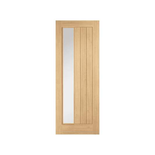 LPD Belize Unfinished Internal Oak Door With Clear Offset Glaze OBELOSCG