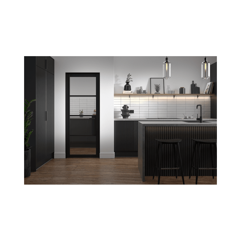 LPD Chelsea Black Internal Clear Glazed Door CHEBLACLR, view 2