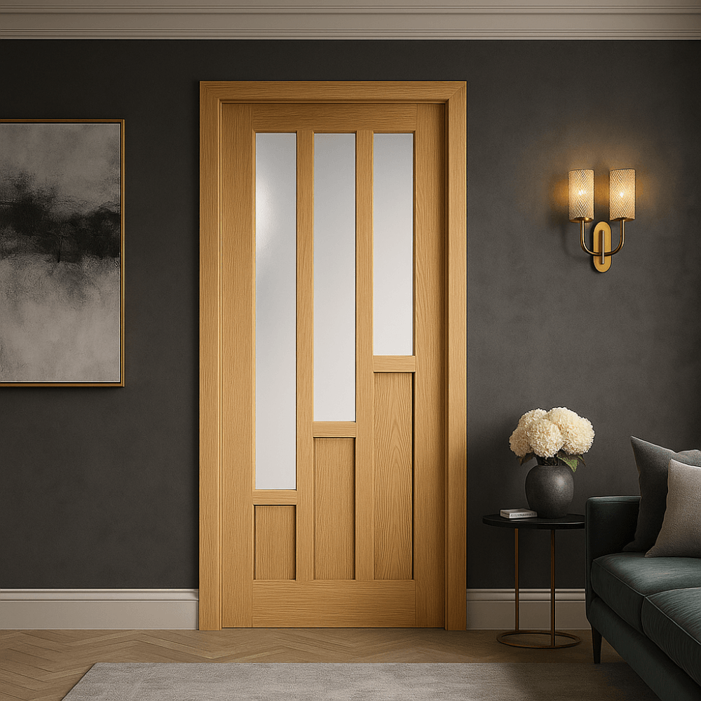 LPD Coventry Fully Finished Internal Oak Door With Clear Glass PFCOVOAKGL