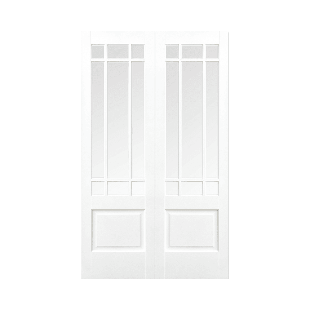 LPD Downham Glazed Pairs Primed White Internal Door WFPRSDOWCG