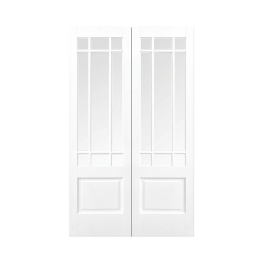 LPD Downham Glazed Pairs Primed White Internal Door WFPRSDOWCG