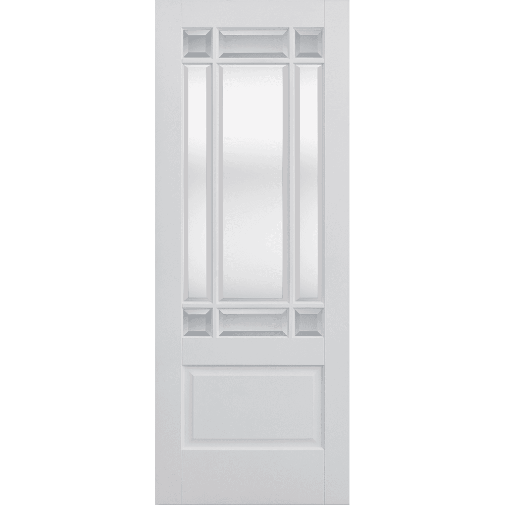 LPD Downham White Primed Internal Door With Clear Bevelled Glass WFDOWCG