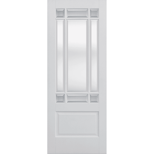 LPD Downham White Primed Internal Door With Clear Bevelled Glass WFDOWCG