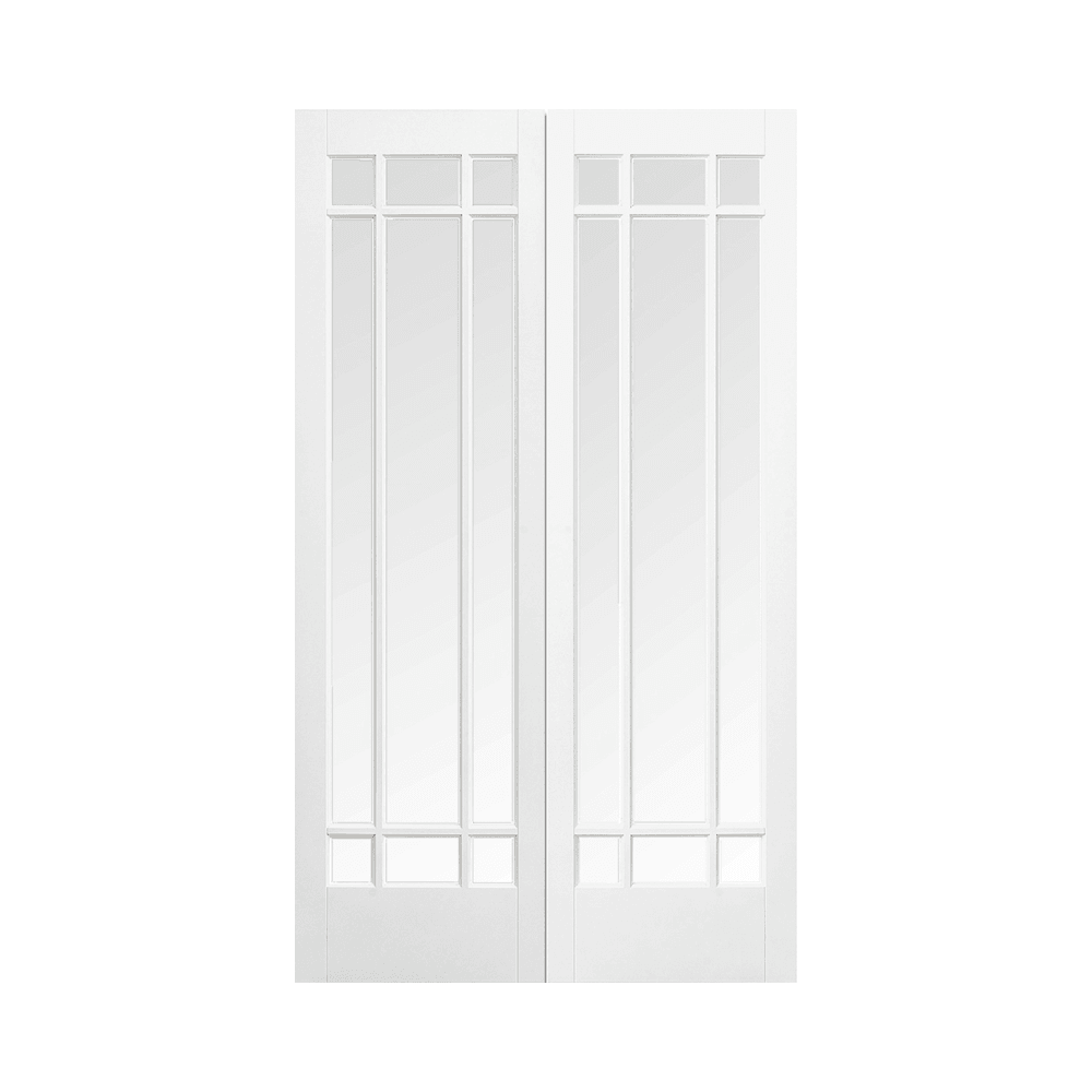 LPD Manhattan Glazed Pairs Primed White Internal Door WFPRSMANCG