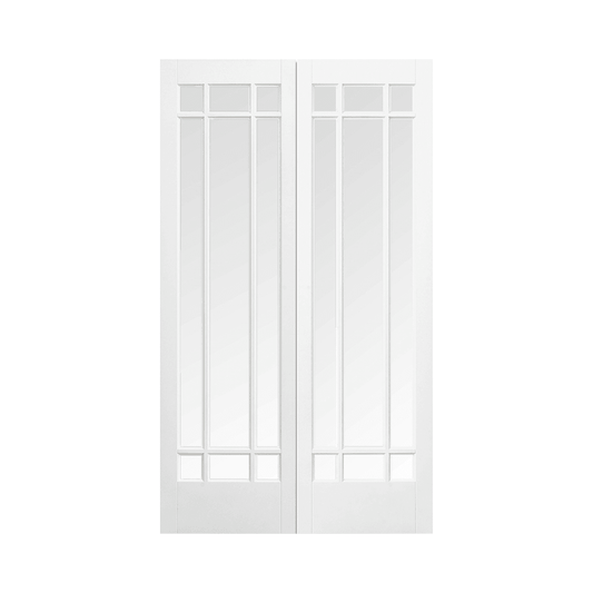 LPD Manhattan Glazed Pairs Primed White Internal Door WFPRSMANCG