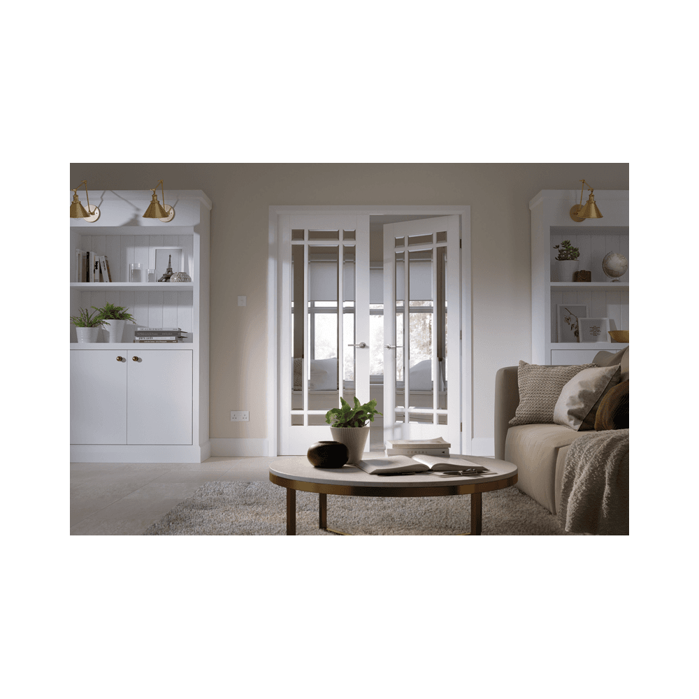 LPD Manhattan Glazed Pairs Primed White Internal Door WFPRSMANCG, view 3