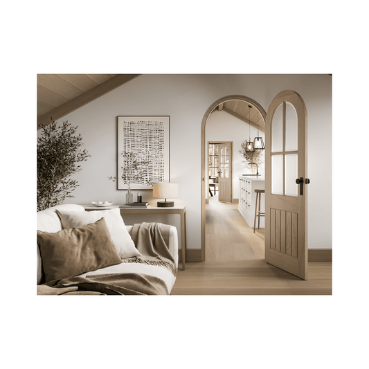 LPD Mexicano Fully Finished Blonde Oak Arched Glazed Internal Door BLPFOMEXCURGL