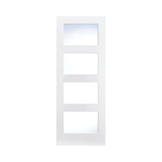 LPD Shaker 4 Light Glazed Primed White Internal Door WFSHAKER4L