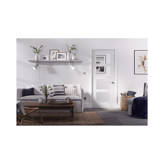 LPD Shaker 4 Light Glazed Primed White Internal Door WFSHAKER4L