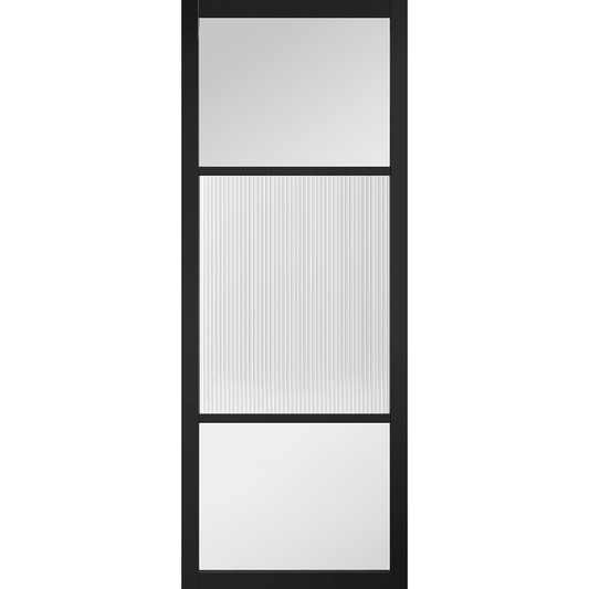 LPD Sutton Black Internal Reeded Glazed Door SUTBLAREE