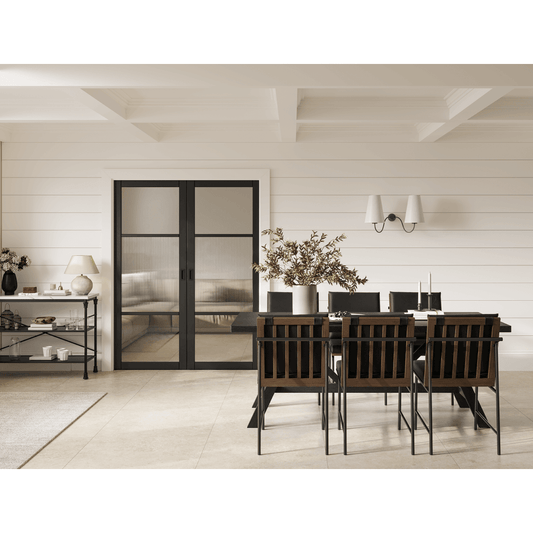 LPD Sutton Black Internal Reeded Glazed Door SUTBLAREE