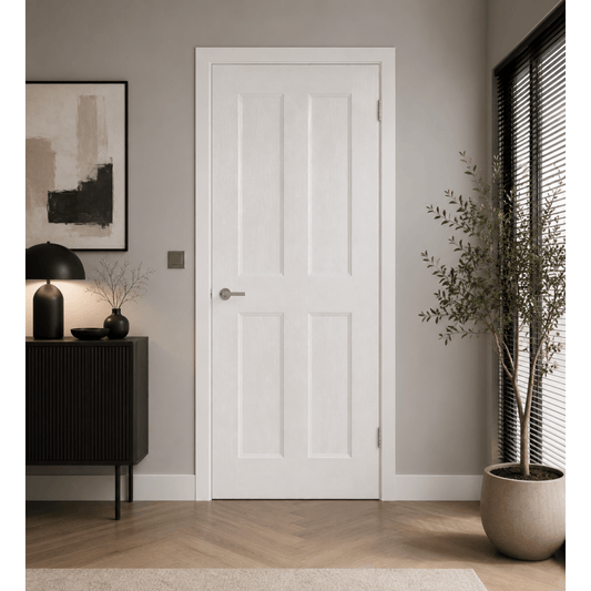 LPD Textured 4 Panel White Internal Fire Door FCTEX4P
