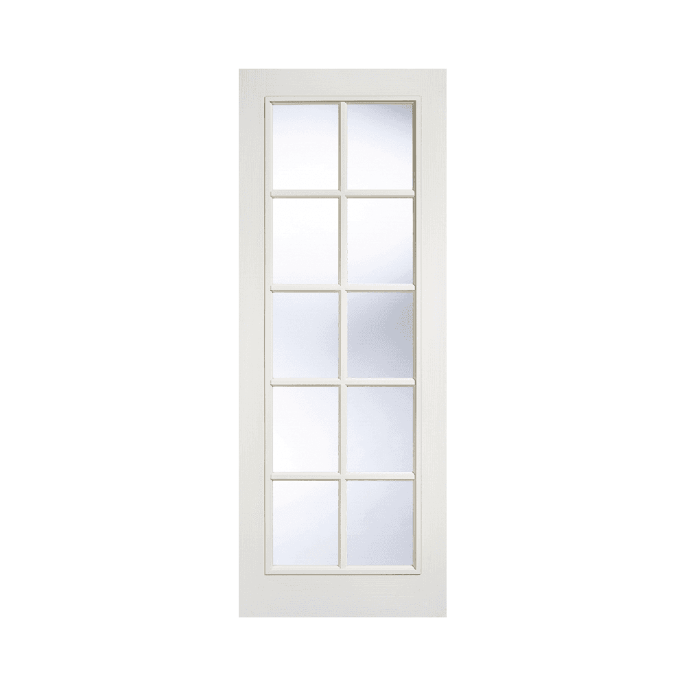 LPD Textured SA 10L Glazed White Internal Door W10L