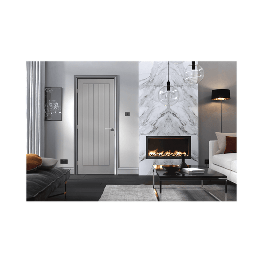 LPD Textured Vertical 5 Panel Grey Fully Finished Internal Door TEXV5PGREY