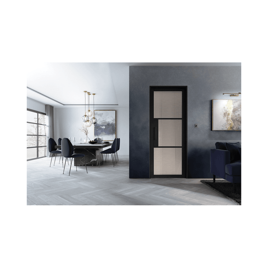 LPD Tribeca Black Internal Reeded Glazed Door TRIBLAREE