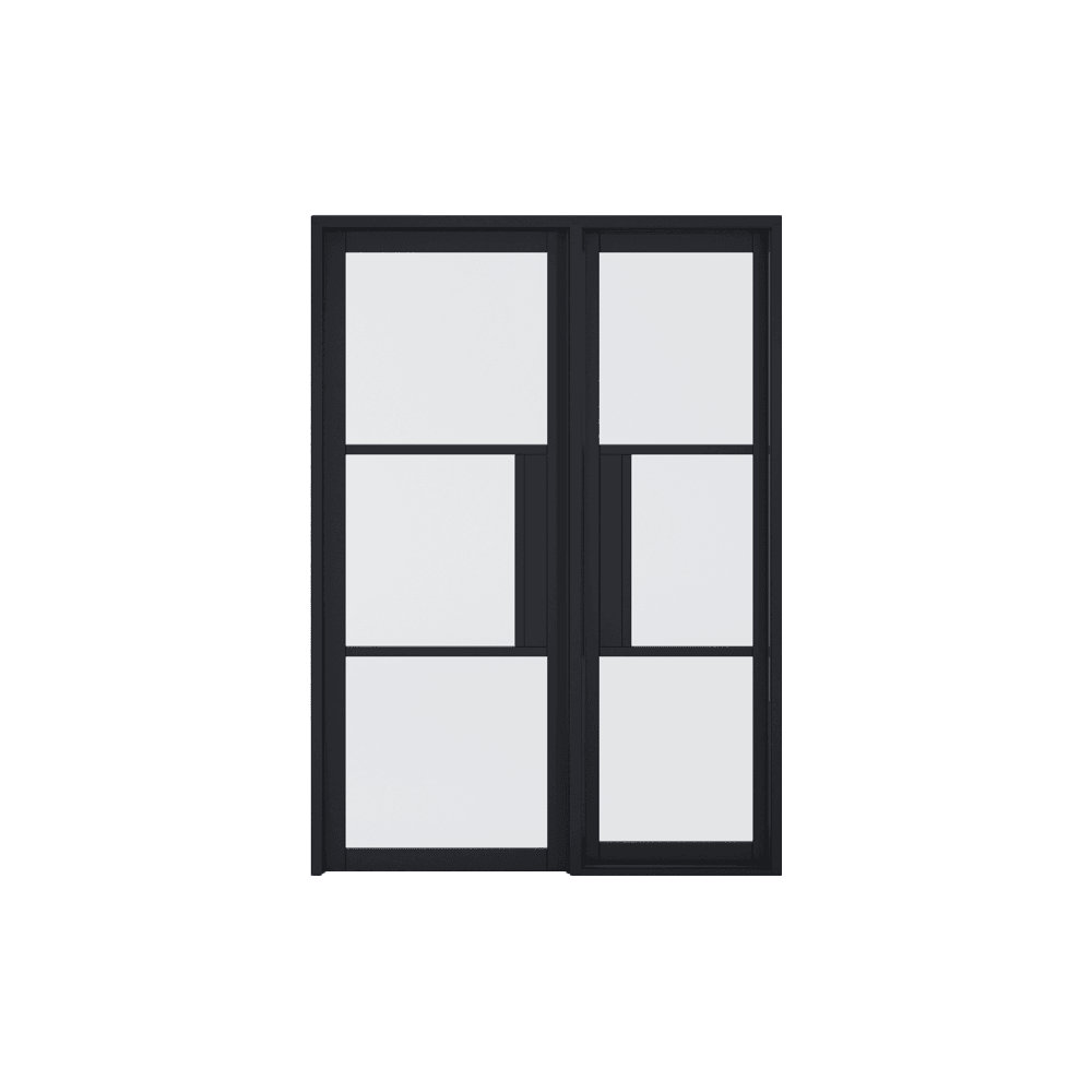 LPD Tribeca Fully Finished Black Internal Glazed Door With Lock Block WTRILB2