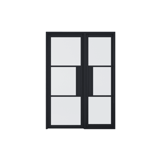 LPD Tribeca Fully Finished Black Internal Glazed Door With Lock Block WTRILB2