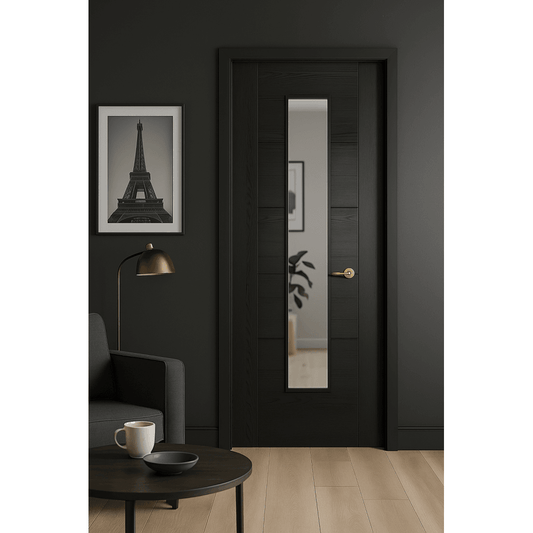 LPD Vancouver Charcoal Black Long Light Glazed Internal Door VANBLALL