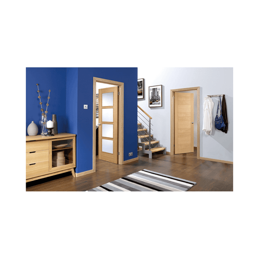 LPD Vancouver Fully Finished Internal Oak Door With Clear Glass OVAN4L