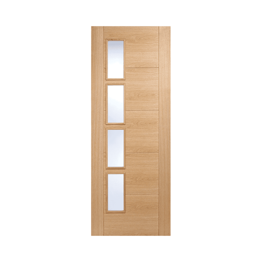 LPD Vancouver Fully Finished Internal Oak Door With Clear Offset Glass OVAN4LOS