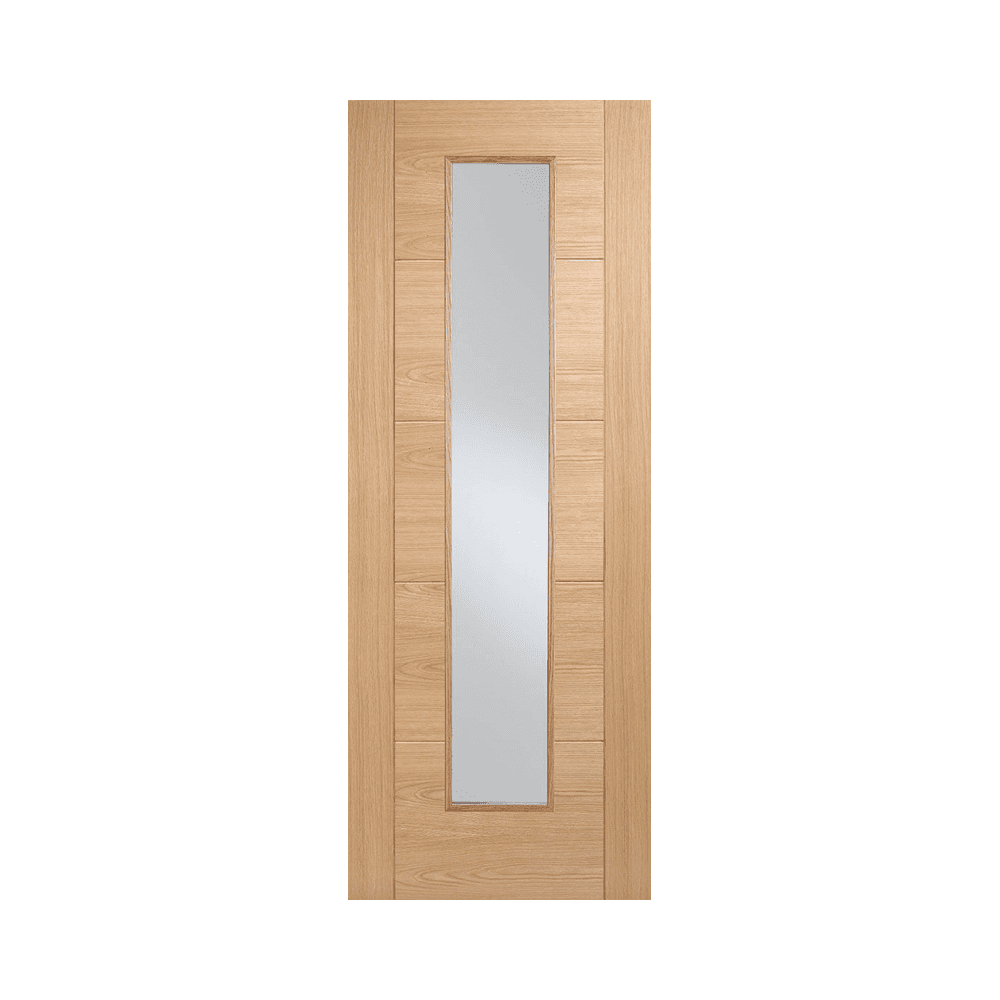 LPD Vancouver Fully Finished Internal Oak Door With Long Light Clear Glass OVANLL