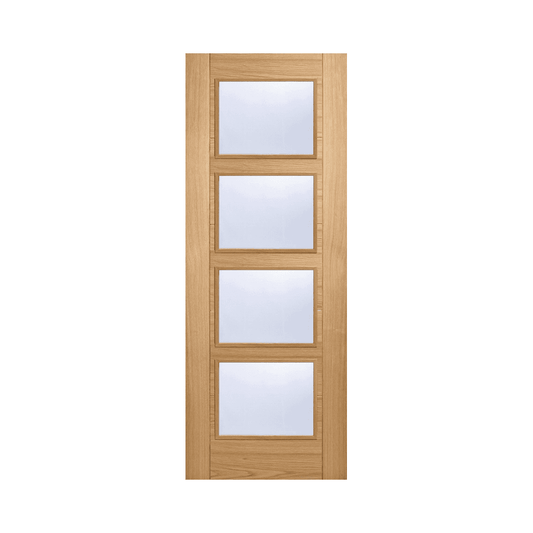 LPD Vancouver Fully Finished Internal Oak Fire Door With Clear Glass OVAN4LFC