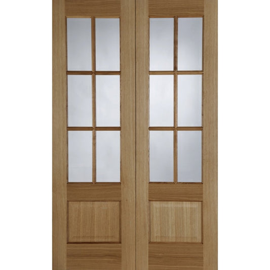 Mendes Hampstead 6L Clear Glazed Pair Internal Oak Fully Finished Door DPVOUGHAMV