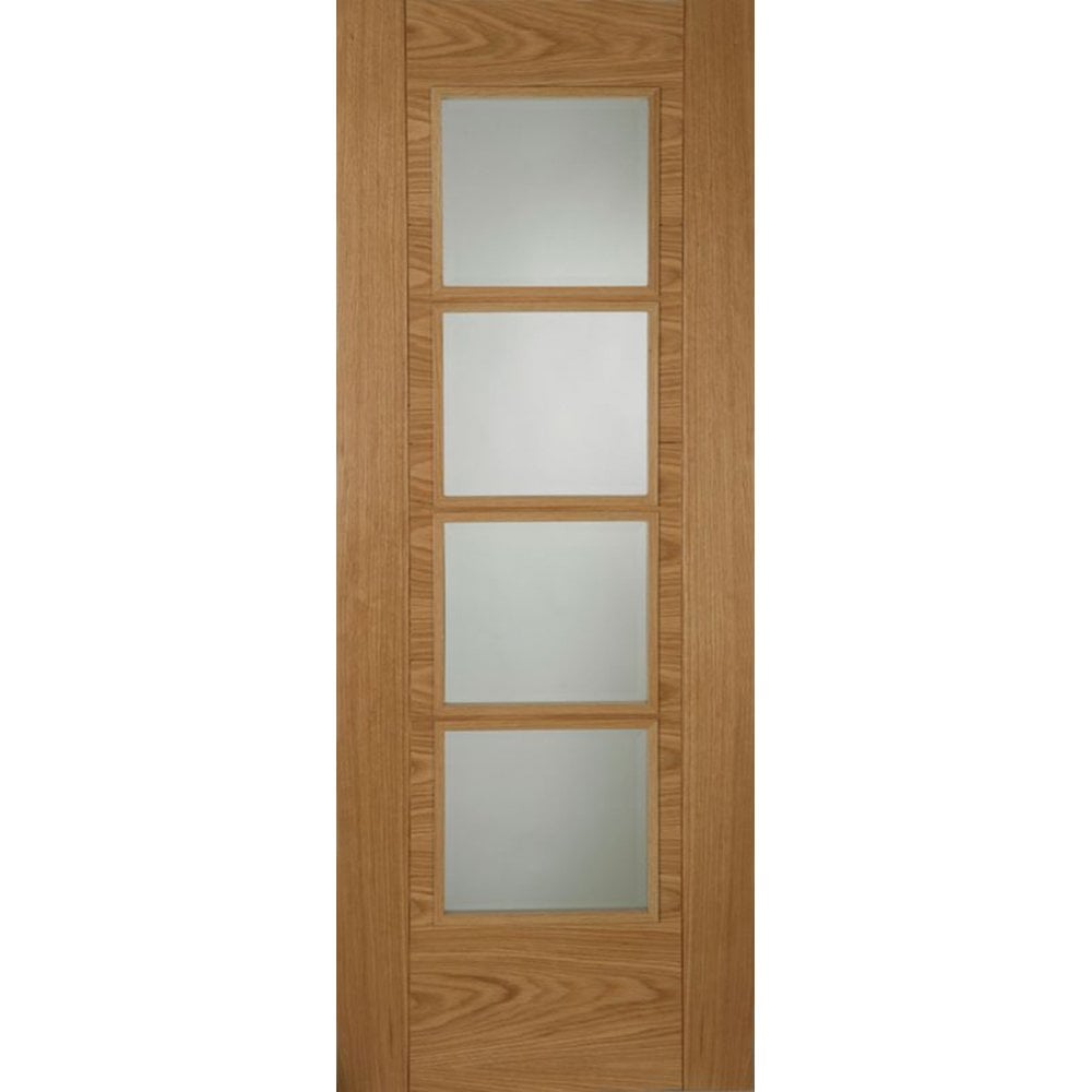 Mendes Iseo Crown Cut Internal Oak Fully Finished 4 light Glazed Door DFOAUIS4LSS