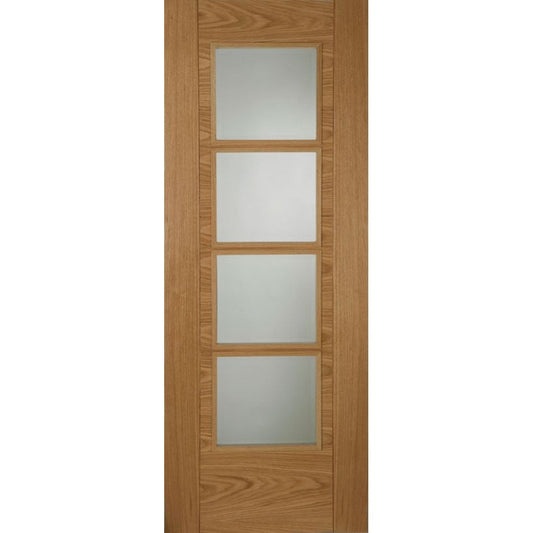 Mendes Iseo Crown Cut Internal Oak Fully Finished 4 light Glazed Door DFOAUIS4LSS