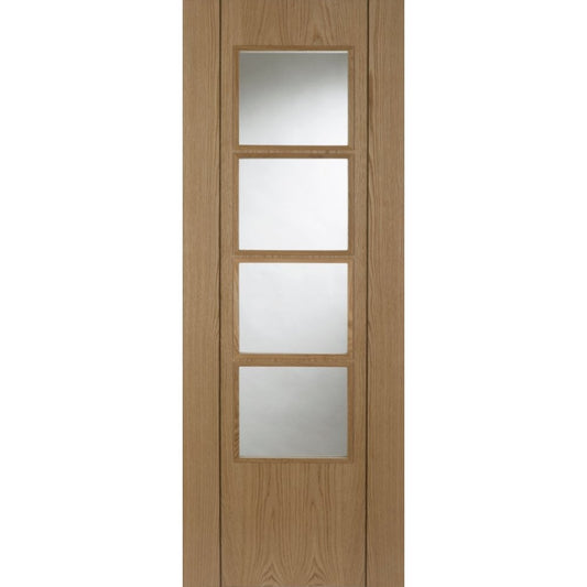Mendes Vision Internal Oak Fully Finished 4 Light Glazed Fire Door DFOAUVIS4LFG