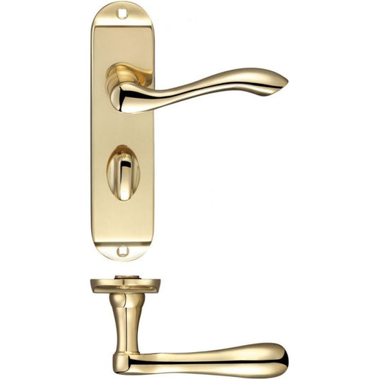 Zoo Hardware Arundel Lever Bathroom Polished Brass Short Plate 175 x 42 x 57mm FB023