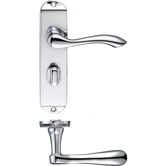 Zoo Hardware Arundel Lever Bathroom Polished Chrome Short Plate 175 x 42 x 57mm FB023CP