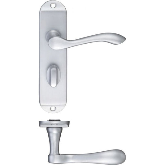 Zoo Hardware Arundel Lever Bathroom Satin Chrome Short Plate 175 x 42 x 57mm FB023SC