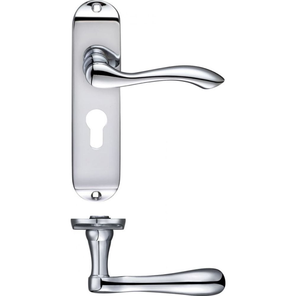 Zoo Hardware Arundel Lever Euro Lock Polished Chrome Short Plate 175 x 42 x 47.5mm