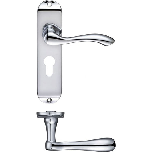 Zoo Hardware Arundel Lever Euro Lock Polished Chrome Short Plate 175 x 42 x 47.5mm