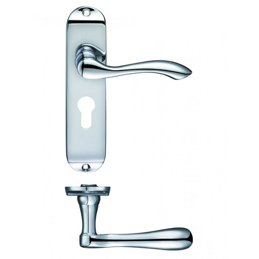 Zoo Hardware Arundel Lever Euro Lock Short Plate Polished Chrome 175 x 42 x 47.5mm FB021EPCP