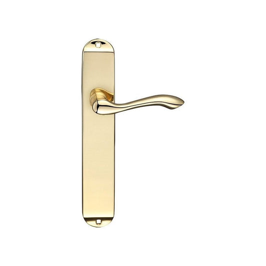 Zoo Hardware Arundel Lever Latch Polished Brass Furniture Long Plate 245 x 42mm