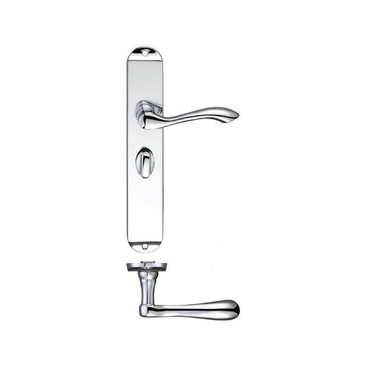 Zoo Hardware Arundel Lever Polished Brass Bathroom Long Plate 245 x 42 x 57mm(c/c) FB033