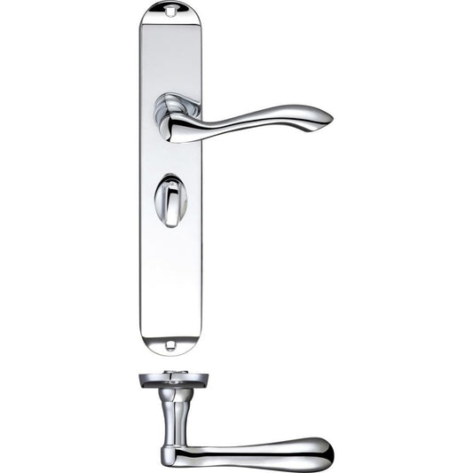 Zoo Hardware Arundel Lever Polished Chrome Bathroom Long Plate 245 x 42 x 57mm(c/c) FB033CP