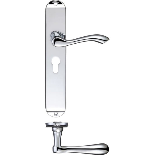 Zoo Hardware Arundel Lever Polished Chrome Euro Lock Long Plate 245 x 42 x 47.5mm FB031EPCP