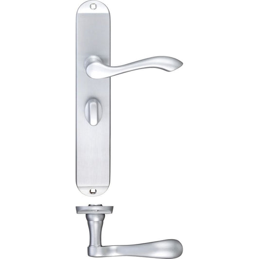 Zoo Hardware Arundel Lever Satin Chrome Bathroom Long Plate 245 x 42 x 57mm(c/c) FB033SC