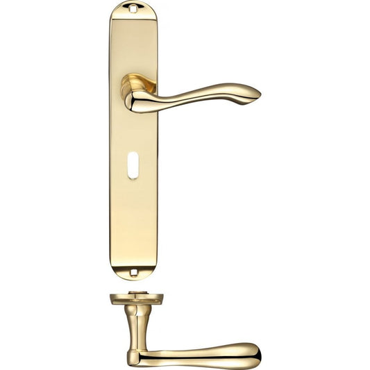 Zoo Hardware Arundel Polished Brass Lever Lock Long Plate 245 x 42 x 57mm FB031