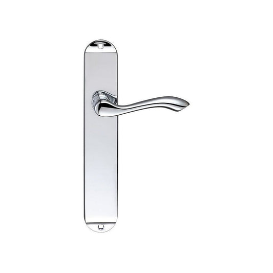Zoo Hardware Arundel Polished Chrome Lever Latch Furniture Long Plate 245 x 42mm